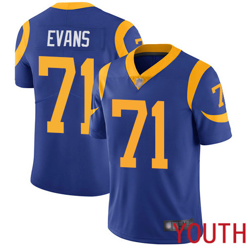 Los Angeles Rams Limited Royal Blue Youth Bobby Evans Alternate Jersey NFL Football 71 Vapor Untouchable